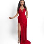 Fustan Red Halter Draped