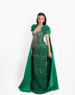 Fustan Emerald Green Cape Crystal