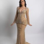 Fustan Nude Long Sleeve Crystal