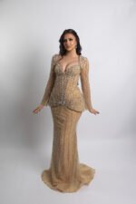 Fustan Nude Long Sleeve Crystal